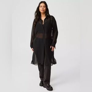 Sheer Long Sleeve Tunic Shirt